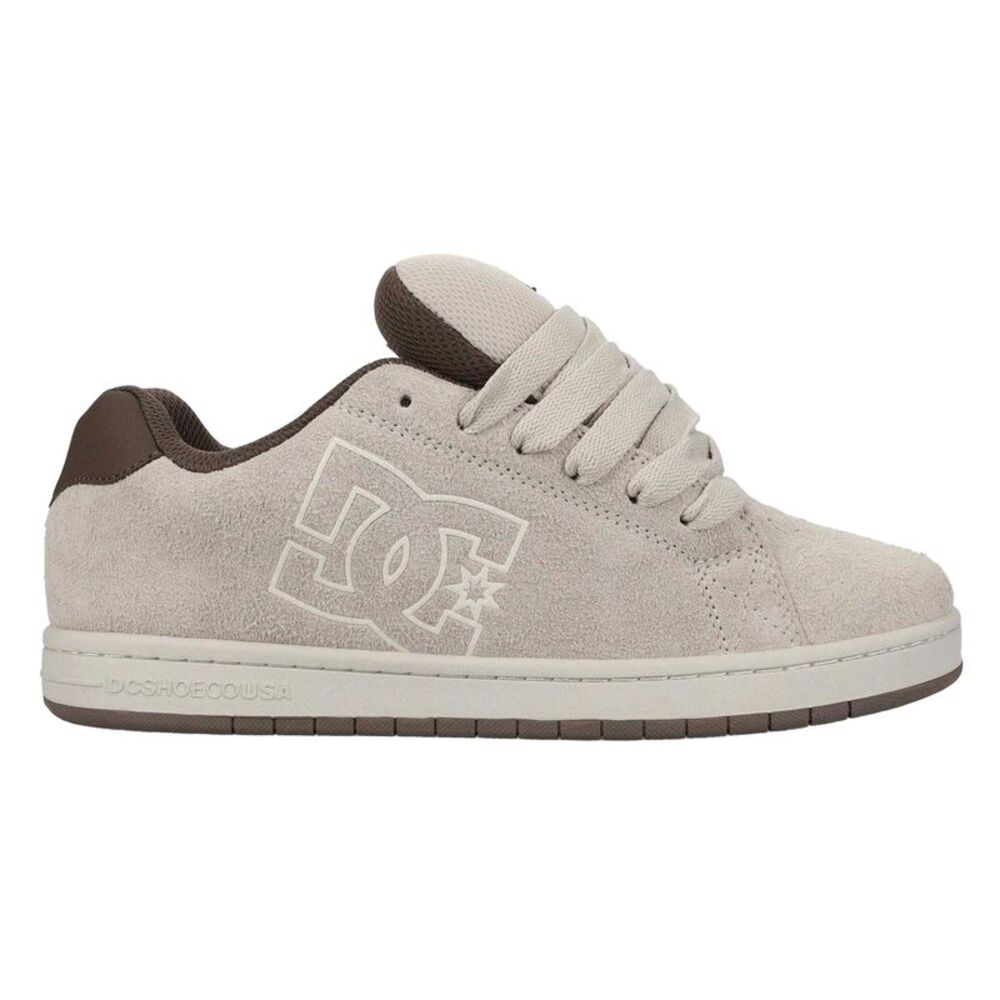 DC Mens Gaveler Suede Flat Skate Shoes / Taupe/White